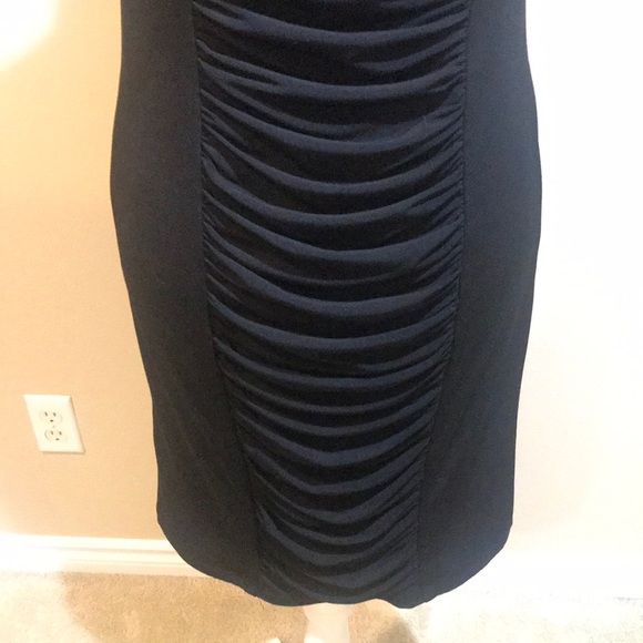 Calvin Klein Black Draped Pleats Front and Back Sheath Dress - No Size Tag - Picture 4 of 14